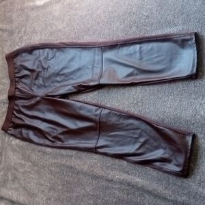 Roaman's chocolate faux leather leggings